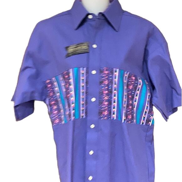 Vintage Panhandle Slim Small Western Shirt Purple with Aztec print. NWT - Picture 1 of 5